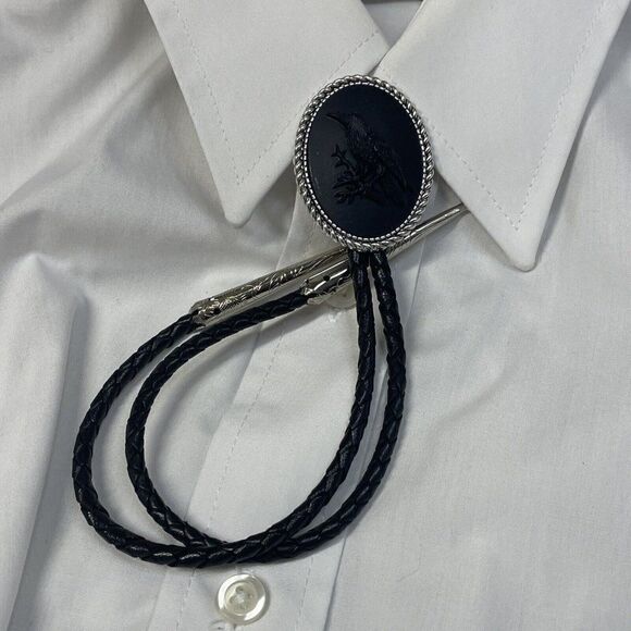 Steampunk Gothic Raven Black Crow Bolo Lariat Tie Southwest wedding gift party - Picture 11 of 14